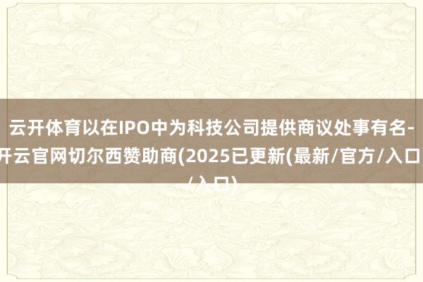 云开体育以在IPO中为科技公司提供商议处事有名-开云官网切尔西赞助商(2025已更新(最新/官方/入口)